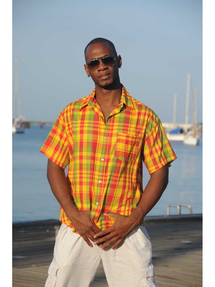 Chemise Espirit Madras - Manches Longues, Marron/violet/gris, Taille M, Coupe Régulière